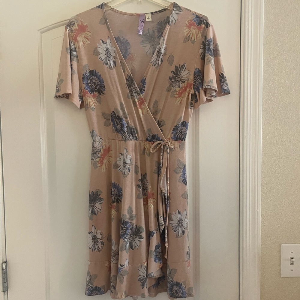 Blush colored shirt dress